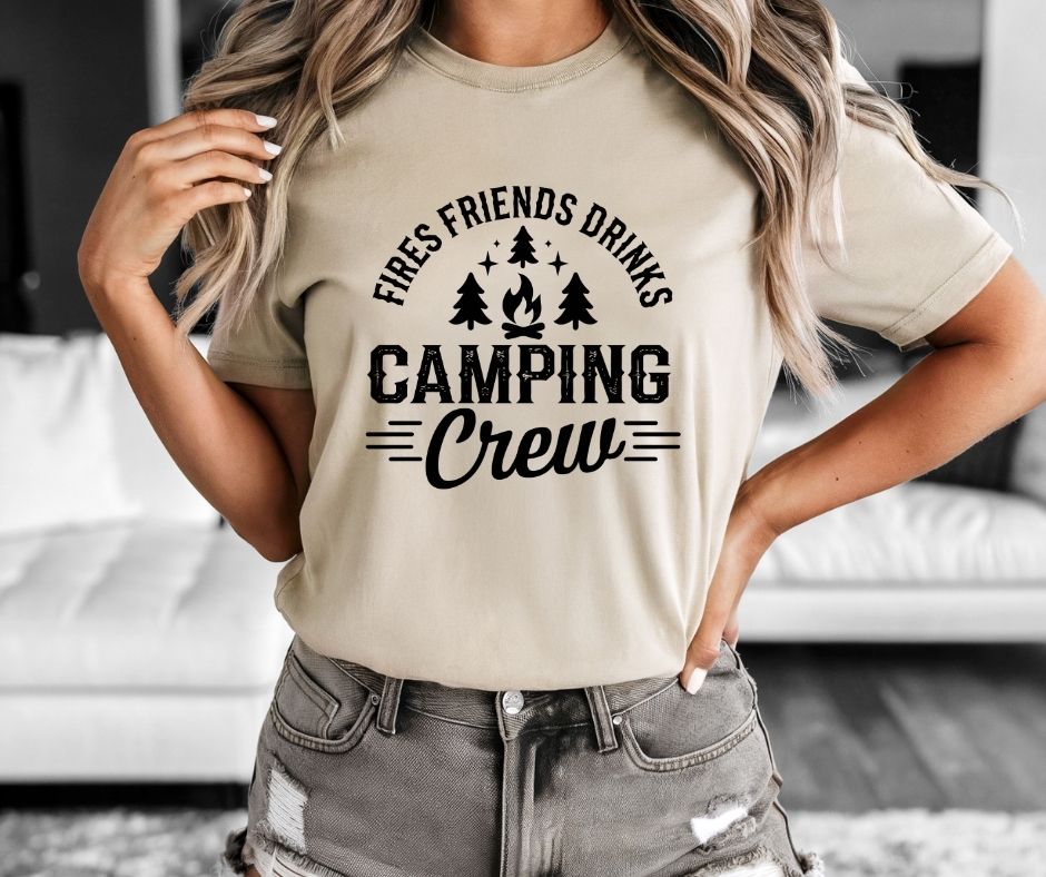 Camping Crew – Fires, Friends & Drinks Tee